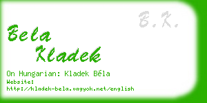 bela kladek business card
